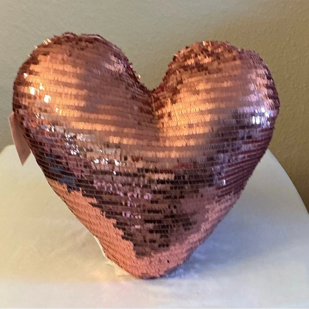 Isaac Mizrahi Pink Sequin Heart-Shaped Pillow